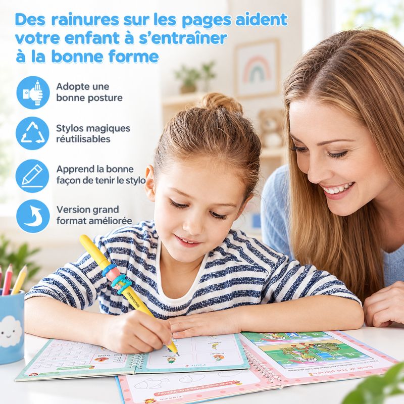 Cahier d'Écriture Réutilisable Enfant | WriteSpark