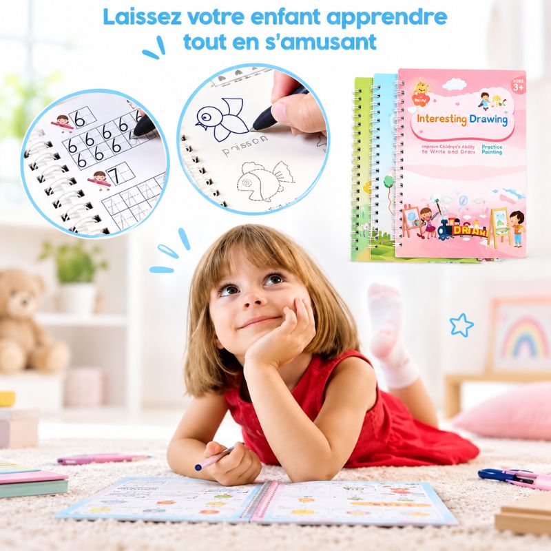 Cahier d'Écriture Réutilisable Enfant | WriteSpark