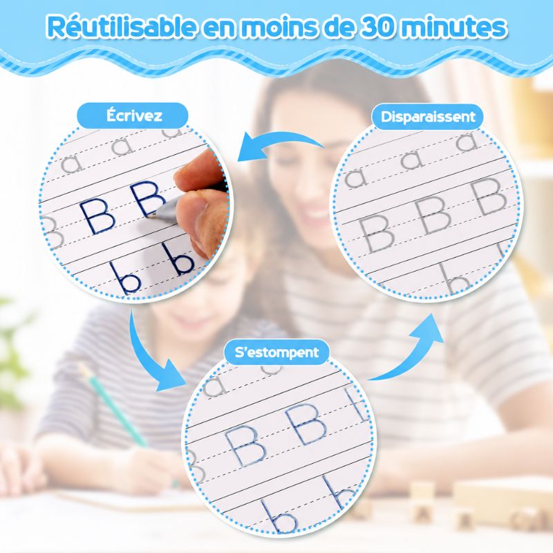 Cahier d'Écriture Réutilisable Enfant | WriteSpark