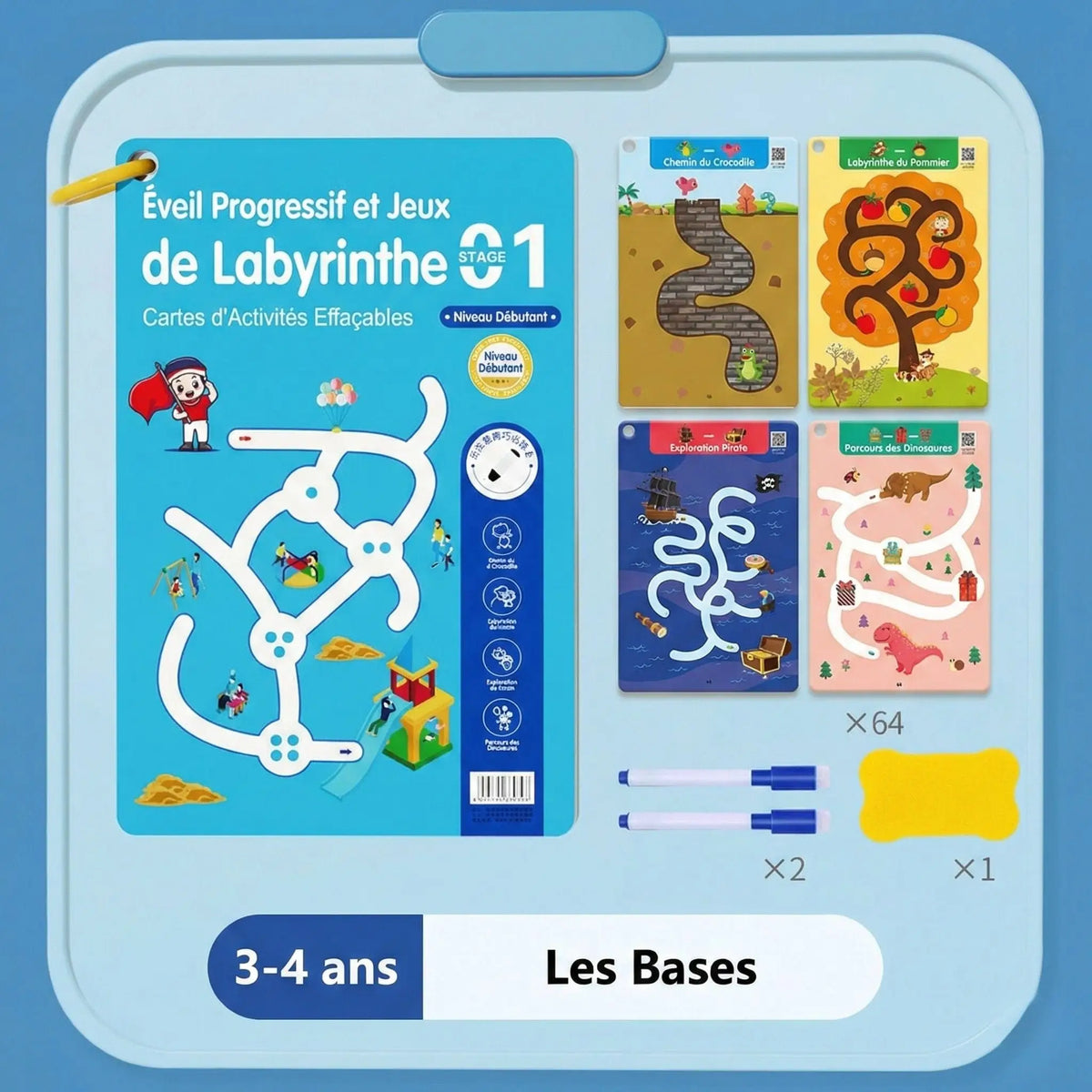 Cahier Jeu labyrinthe réutilisable