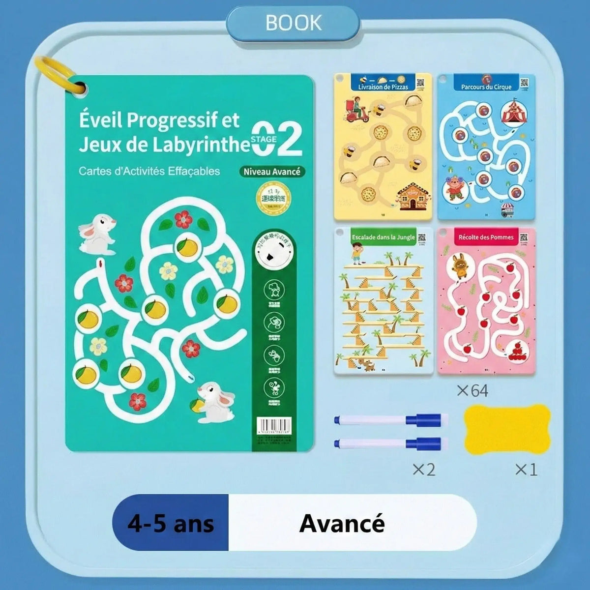 Cahier Jeu labyrinthe réutilisable