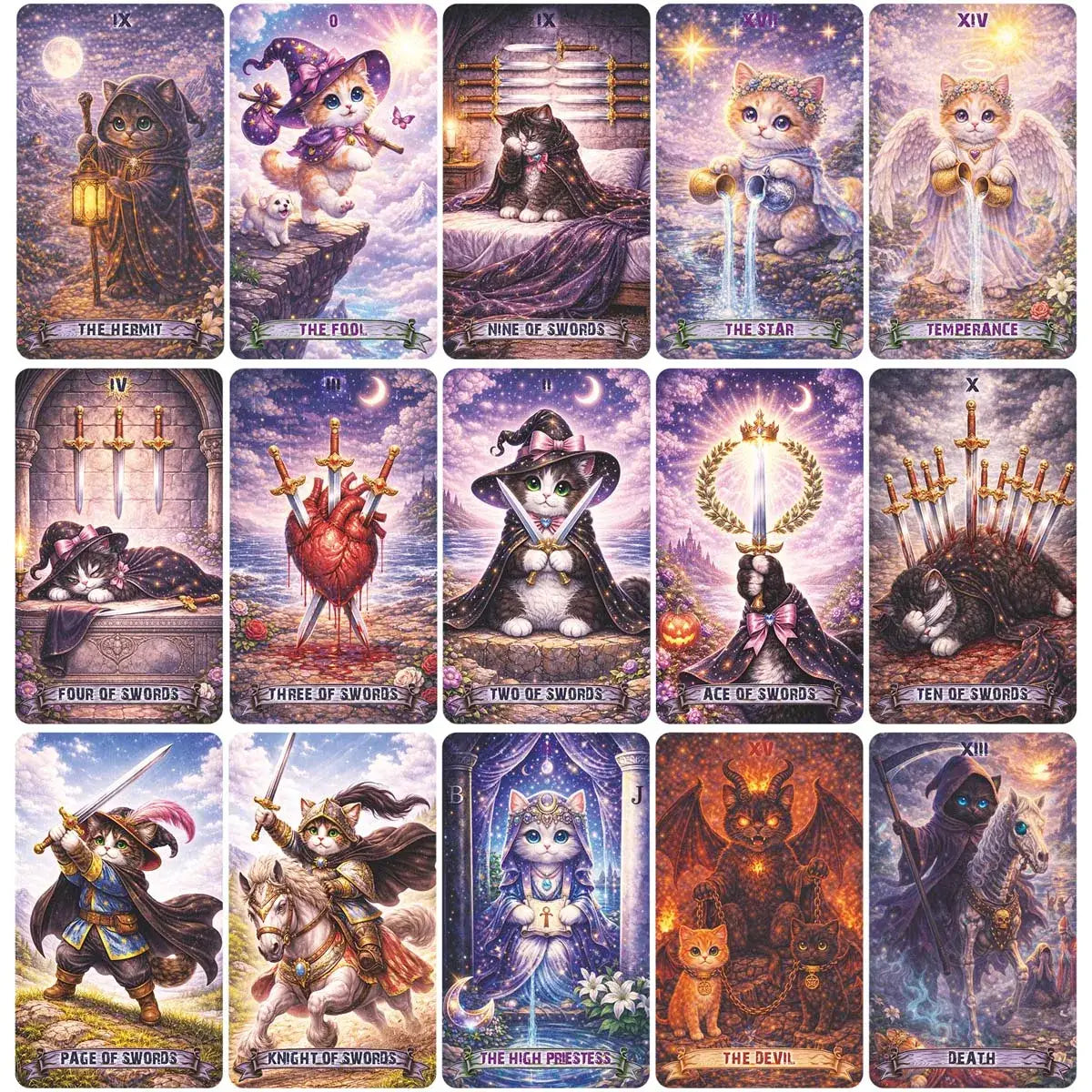Cartes Tarot Debutant Anglais Chats Magiques