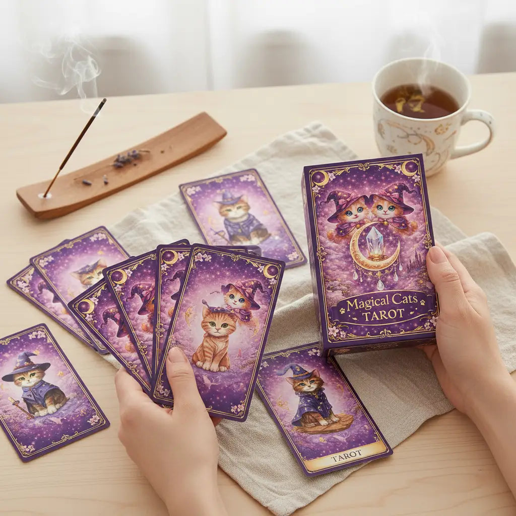 Cartes Tarot Debutant Anglais Chats Magiques