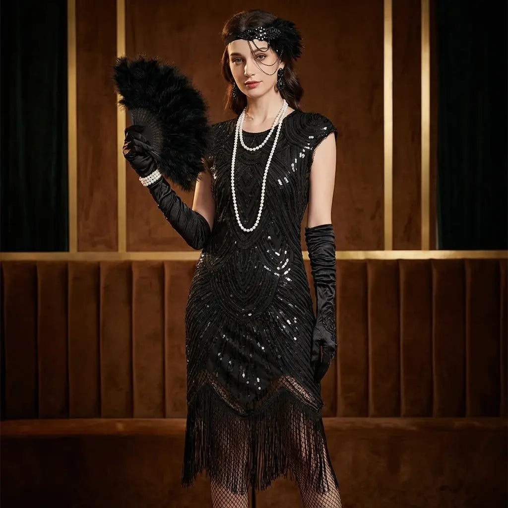 Robe Charleston Rouge et Noire Années 1920