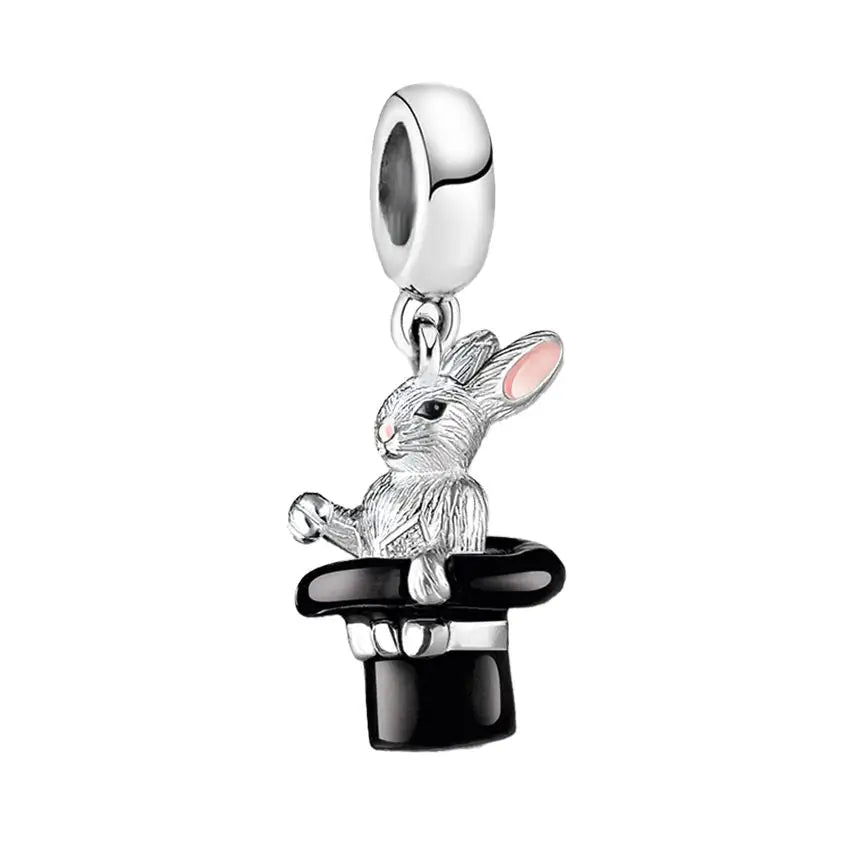 Charm Argent Lapin Magicien