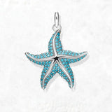 Charm Pendentif Argent Etoile de mer Bleu