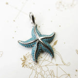 Charm Pendentif Argent Etoile de mer Bleu