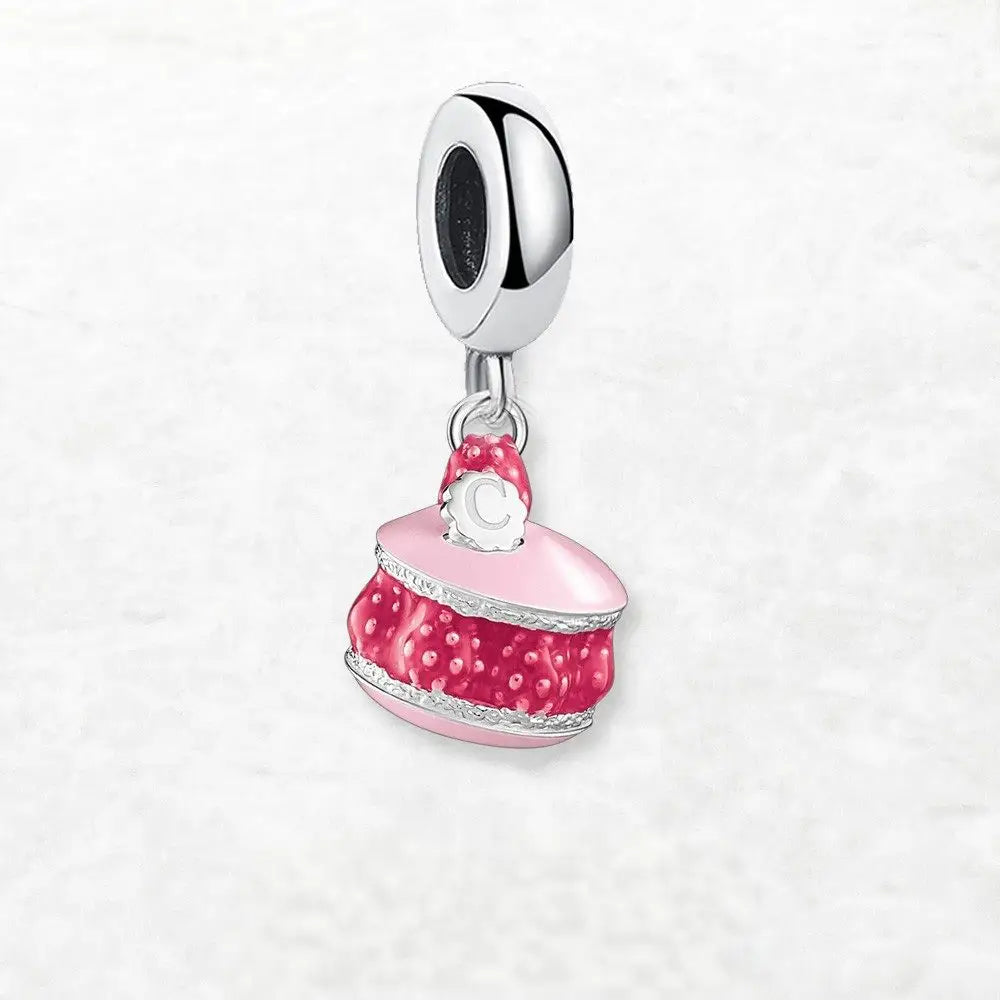 Charm Pendentif Argent Macaron Fraise