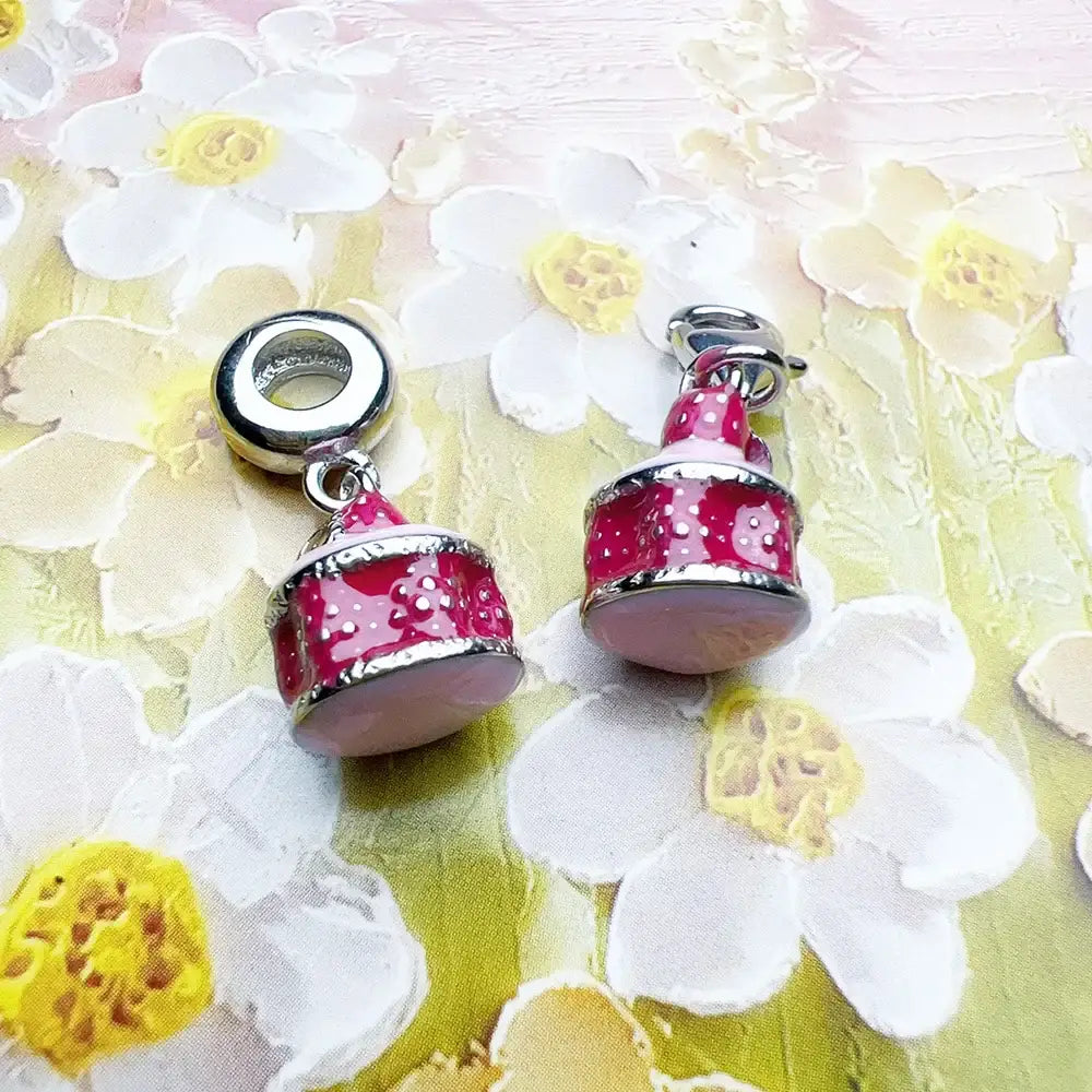 Charm Pendentif Argent Macaron Fraise
