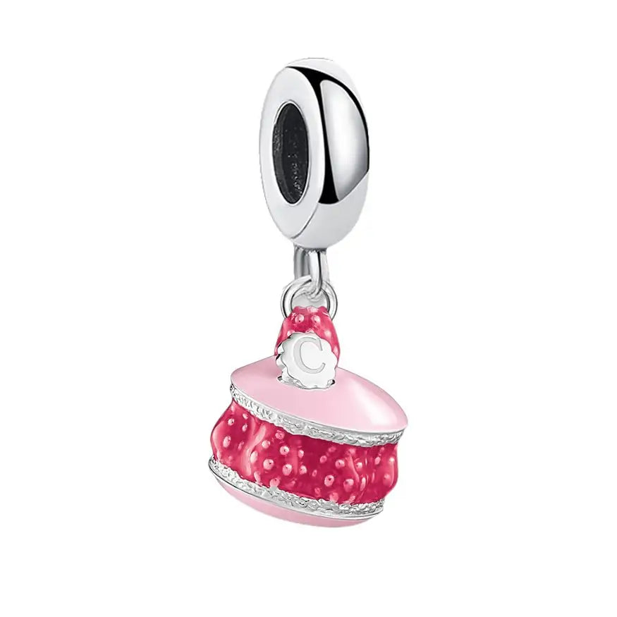 Charm Pendentif Argent Macaron Fraise