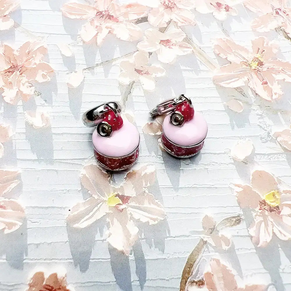 Charm Pendentif Argent Macaron Fraise