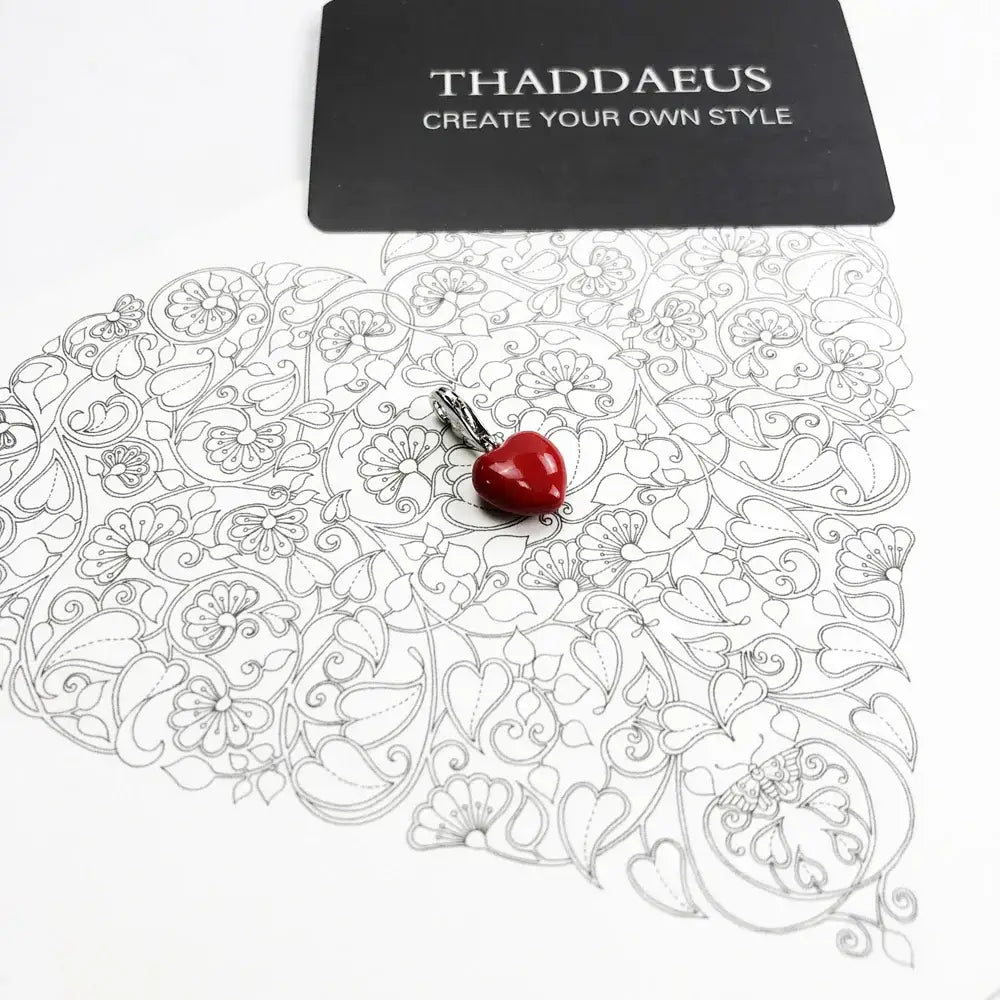 Charm Pendentif Coeur Rouge Argent