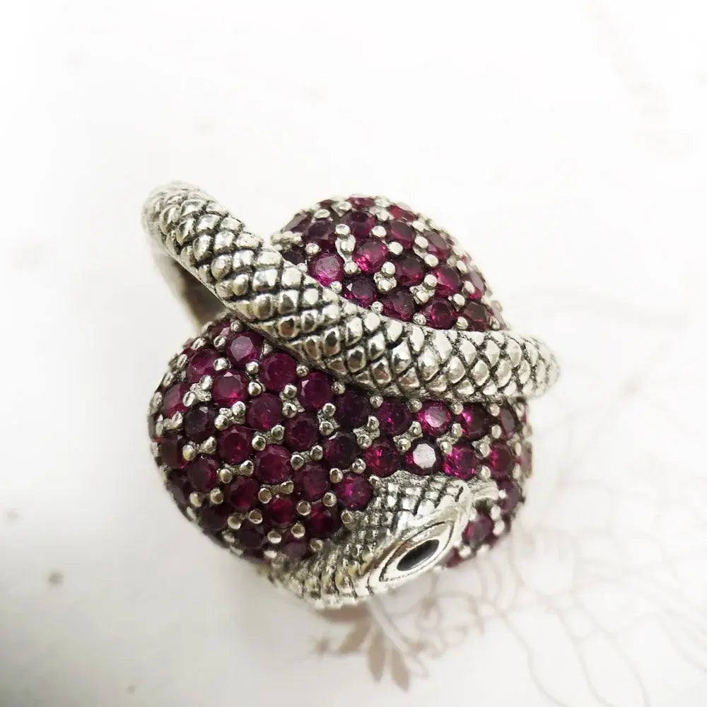 Charm Pendentif Coeur Serpent Argent