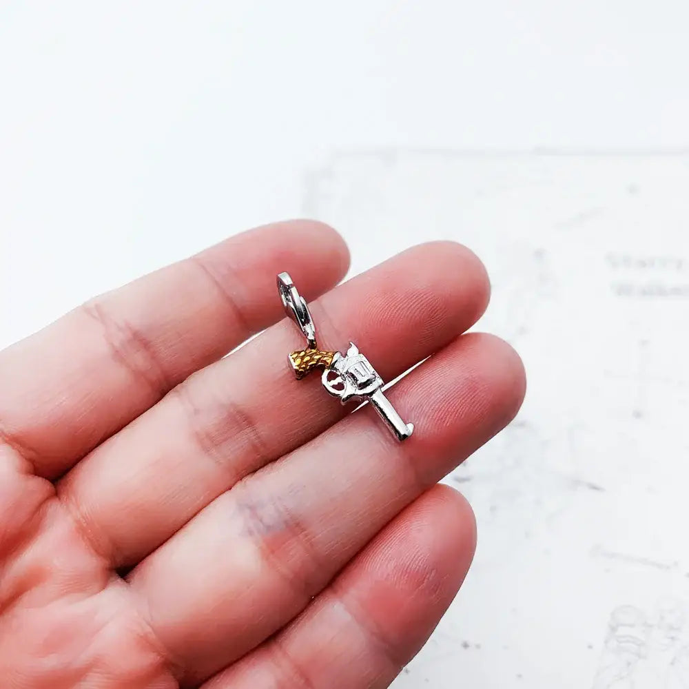 Charm Pendentif Pistolet Western Argent