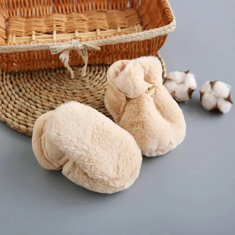 Chaussons fourrés pour bébé réversible