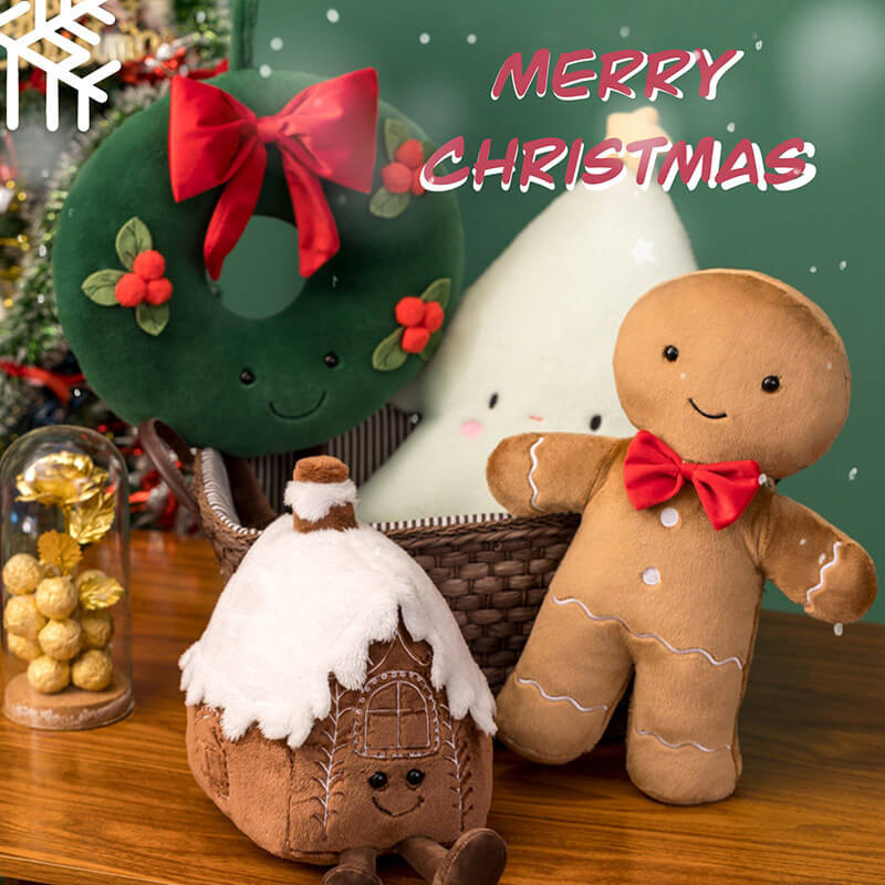 Ensemble de Peluches Festives Bonhomme en Pain d'Épices & Igloo (Jouet Doux Vacances)
