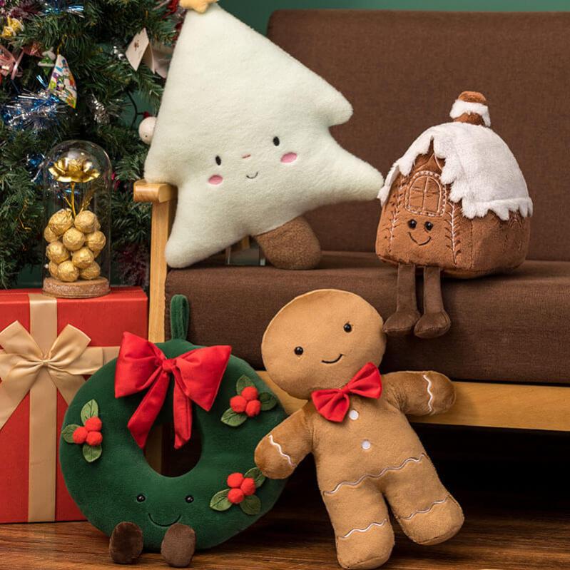 Ensemble de Peluches Festives Bonhomme en Pain d'Épices & Igloo (Jouet Doux Vacances)