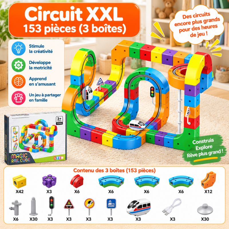 Circuit Magnétique Enfant avec Blocs et Voiture | MagniTrack