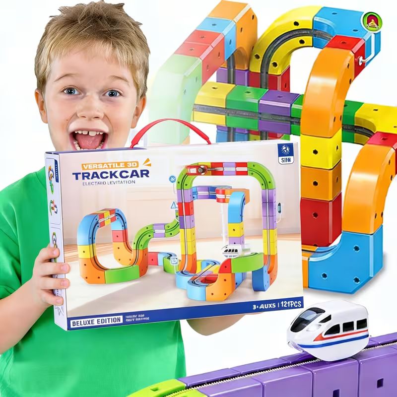 Circuit Magnétique Enfant avec Blocs et Voiture | MagniTrack