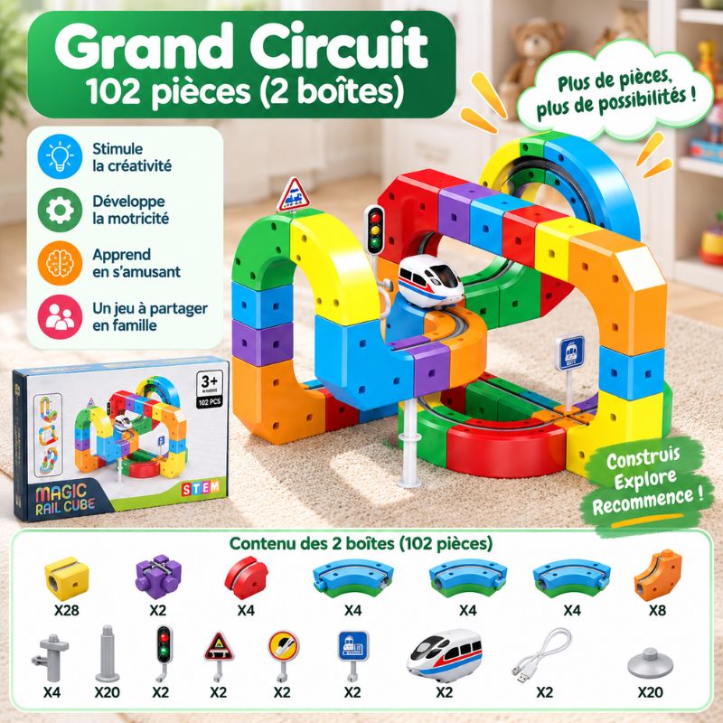 Circuit Magnétique Enfant avec Blocs et Voiture | MagniTrack