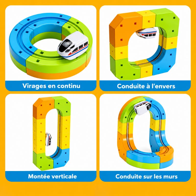 Circuit Magnétique Enfant avec Blocs et Voiture | MagniTrack