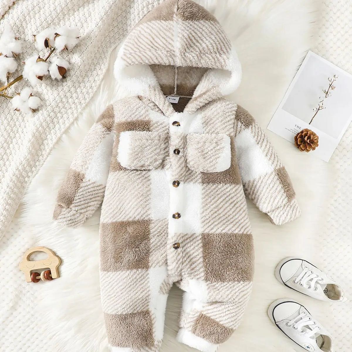 Combinaison Capuche Carreaux Bébé