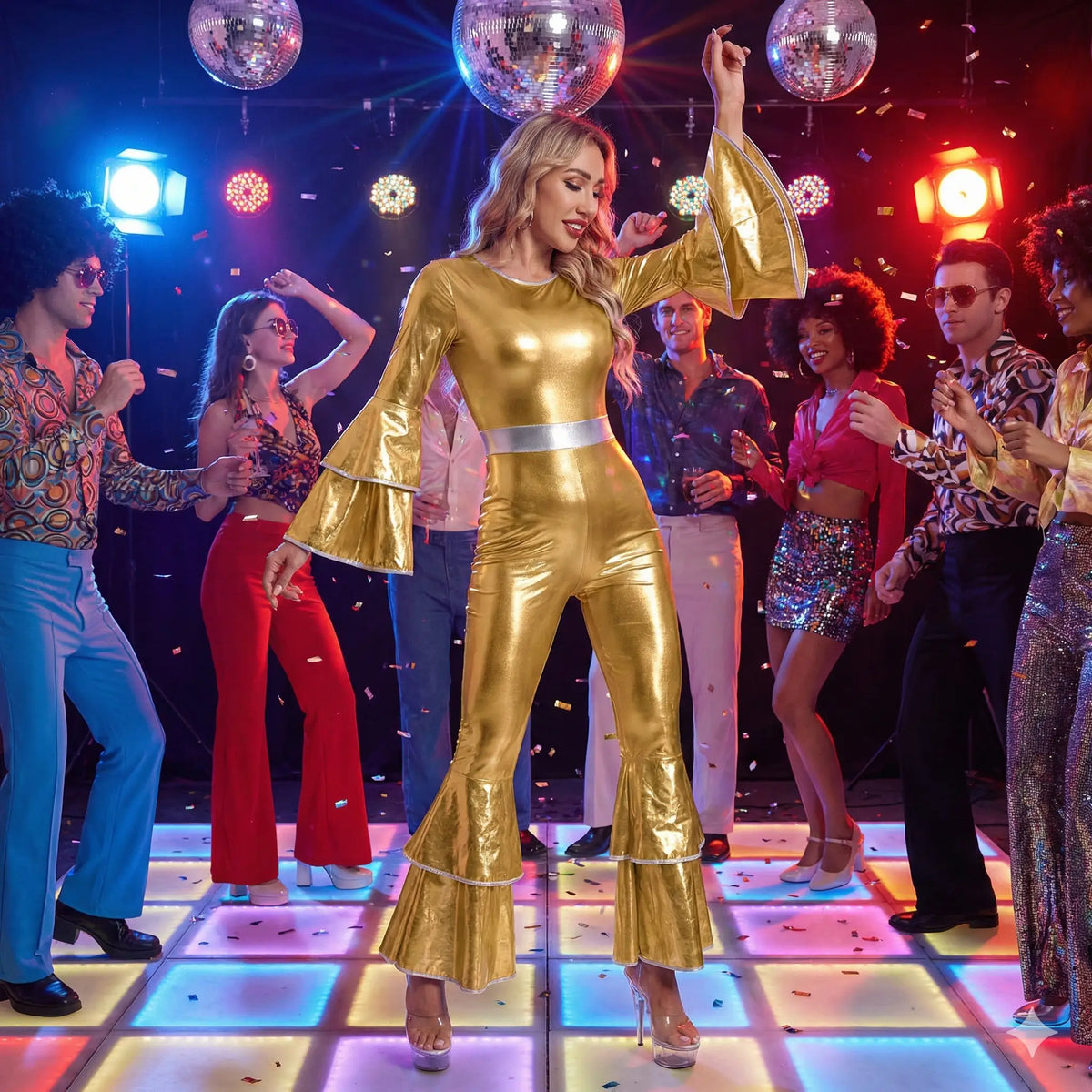 Costume métallique brillante Disco Femme