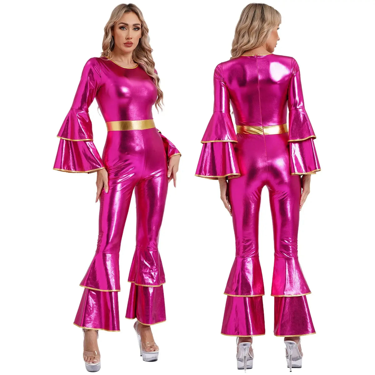 Costume métallique brillante Disco Femme
