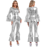 Costume métallique brillante Disco Femme