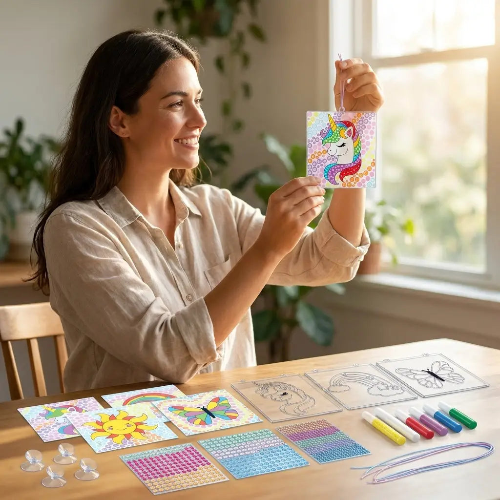 Kit créatif 2-en-1 Gemmes et Art de fenêtre 4 modèles