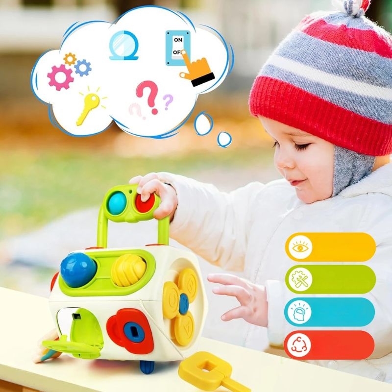 Cube d'activité bébé - Busy Cube d’Activités Montessori 9 en 1