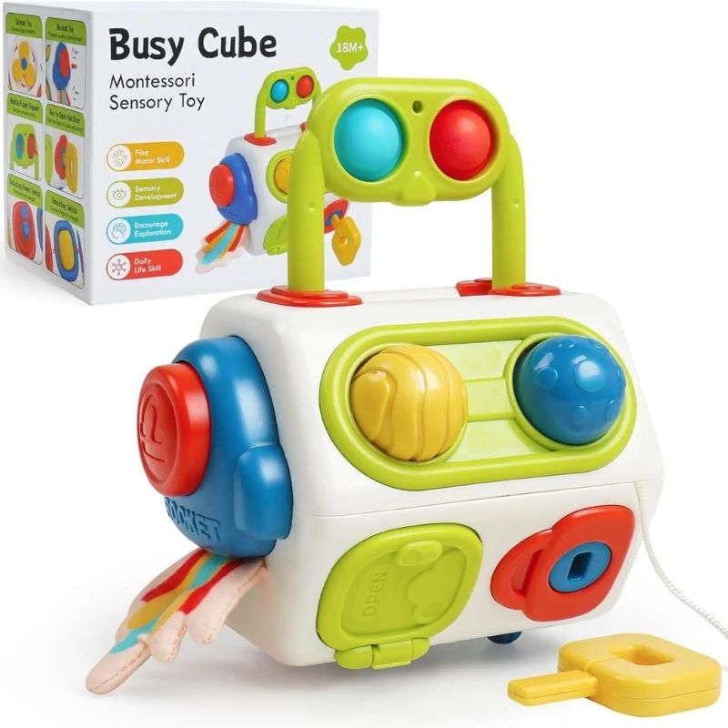 Cube d'activité bébé - Busy Cube d’Activités Montessori 9 en 1