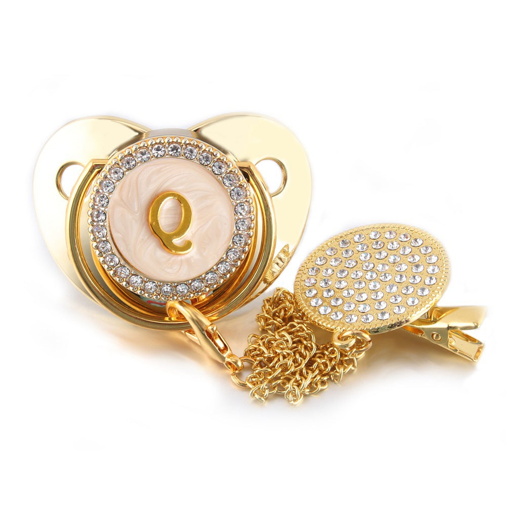 Sucette Tétine & Attache Tétine Or Initiale - Babystyle