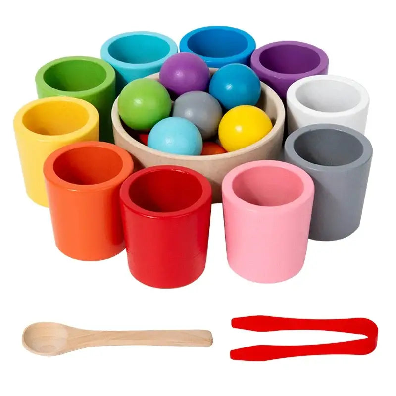 Jeu de tri des couleurs Montessori en bois