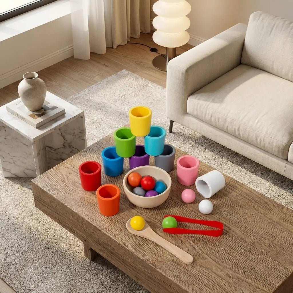 Jeu de tri des couleurs Montessori en bois