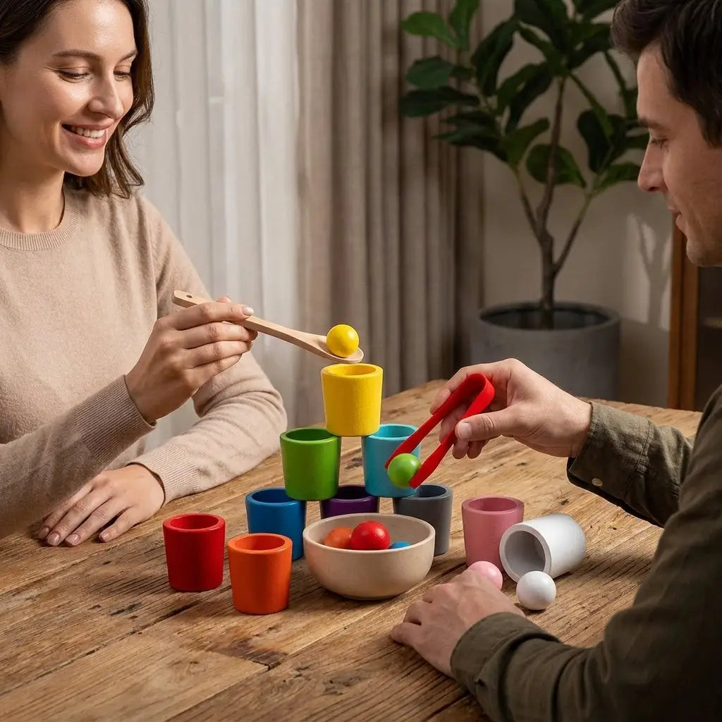 Jeu de tri des couleurs Montessori en bois