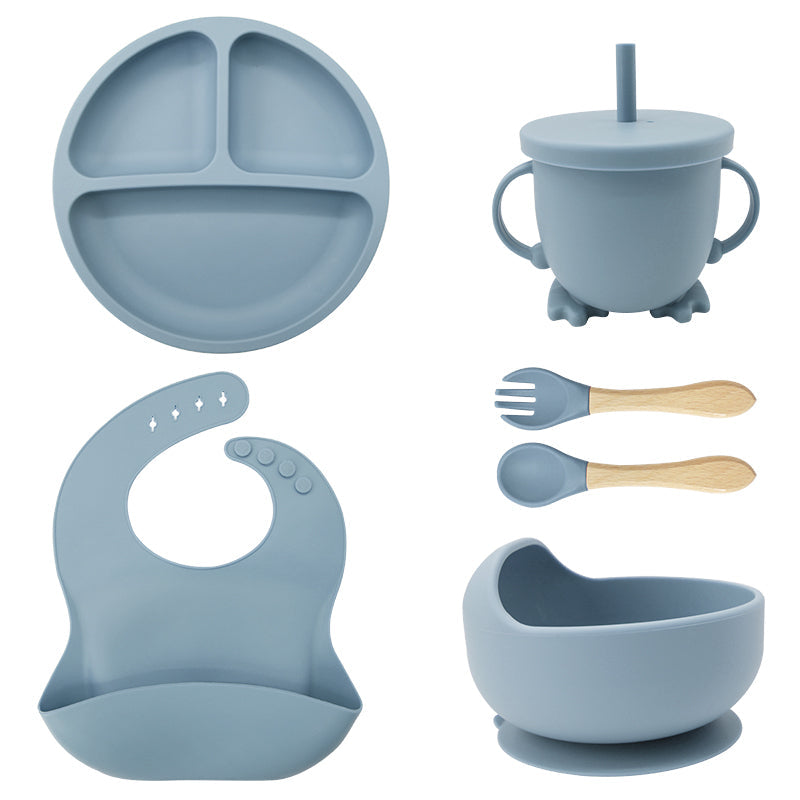 Vaisselle Silicone Bébé avec Ventouse 6 Pièces