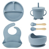 Vaisselle Silicone Bébé avec Ventouse 6 Pièces