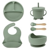 Vaisselle Silicone Bébé avec Ventouse 6 Pièces