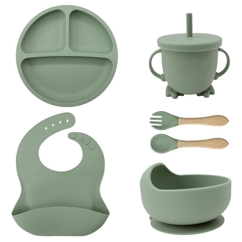 Vaisselle Silicone Bébé avec Ventouse 6 Pièces