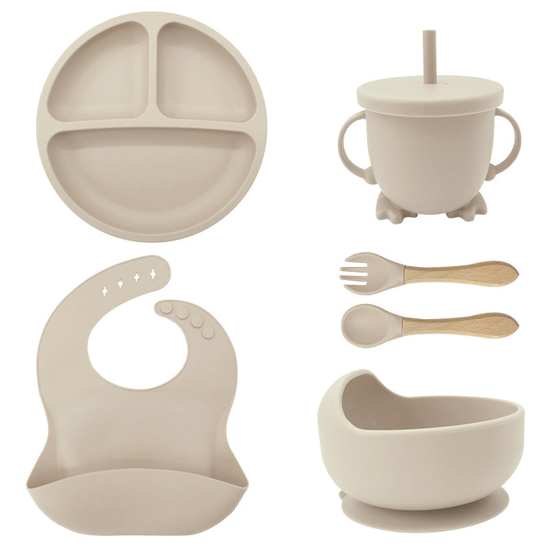Vaisselle Silicone Bébé avec Ventouse 6 Pièces