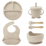 Vaisselle Silicone Bébé avec Ventouse 6 Pièces