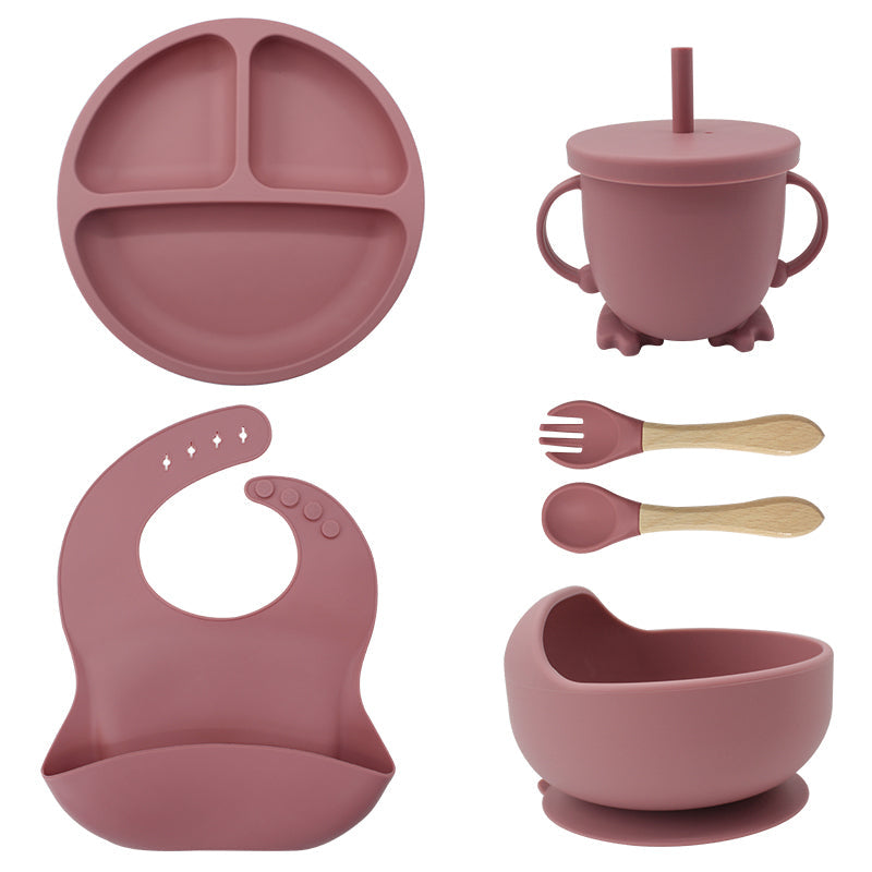 Vaisselle Silicone Bébé avec Ventouse 6 Pièces