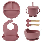 Vaisselle Silicone Bébé avec Ventouse 6 Pièces