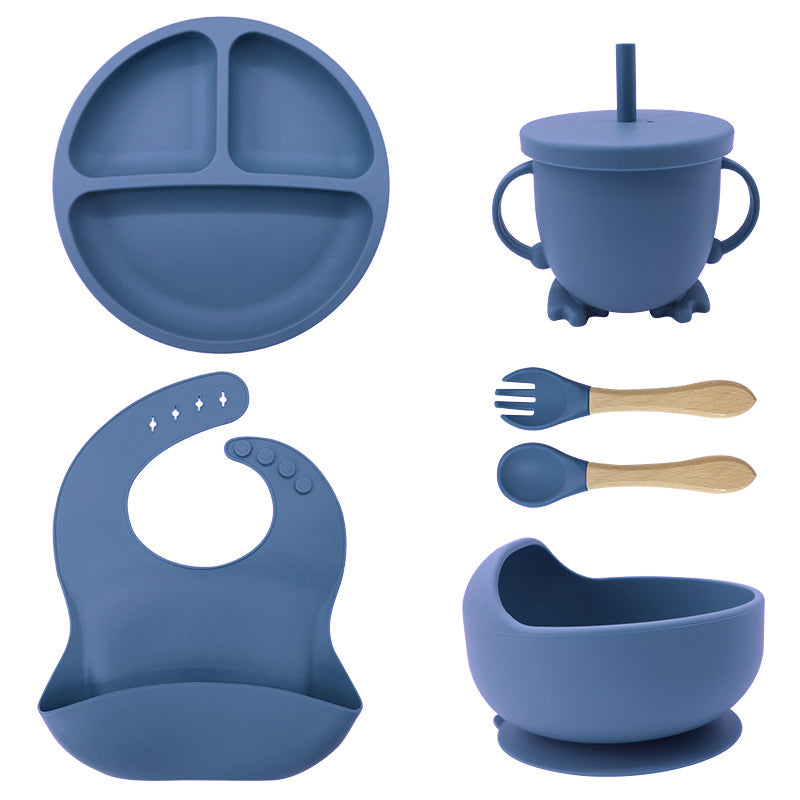 Vaisselle Silicone Bébé avec Ventouse 6 Pièces