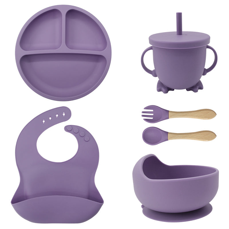 Vaisselle Silicone Bébé avec Ventouse 6 Pièces