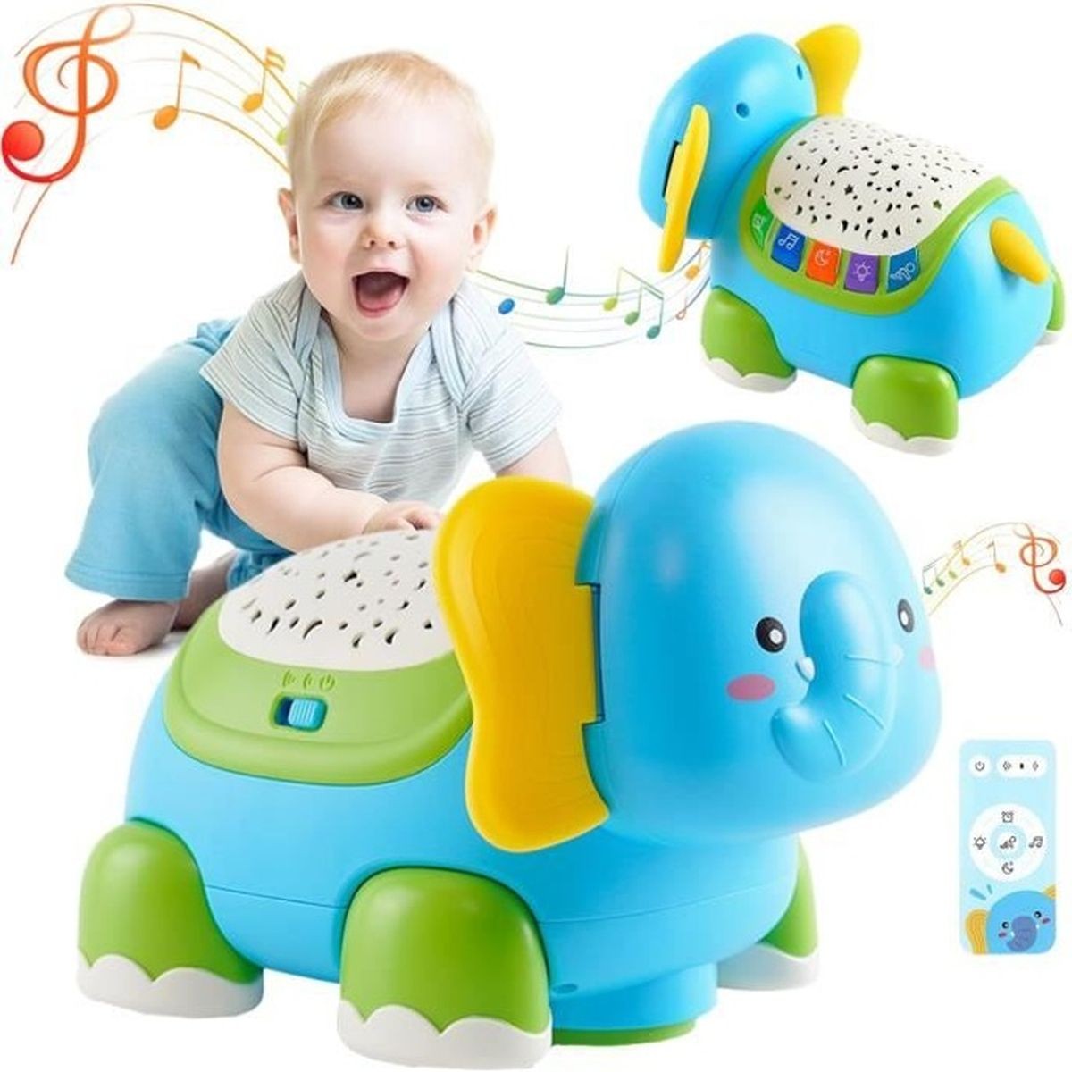 Jouet Éléphant Musical Lumineux