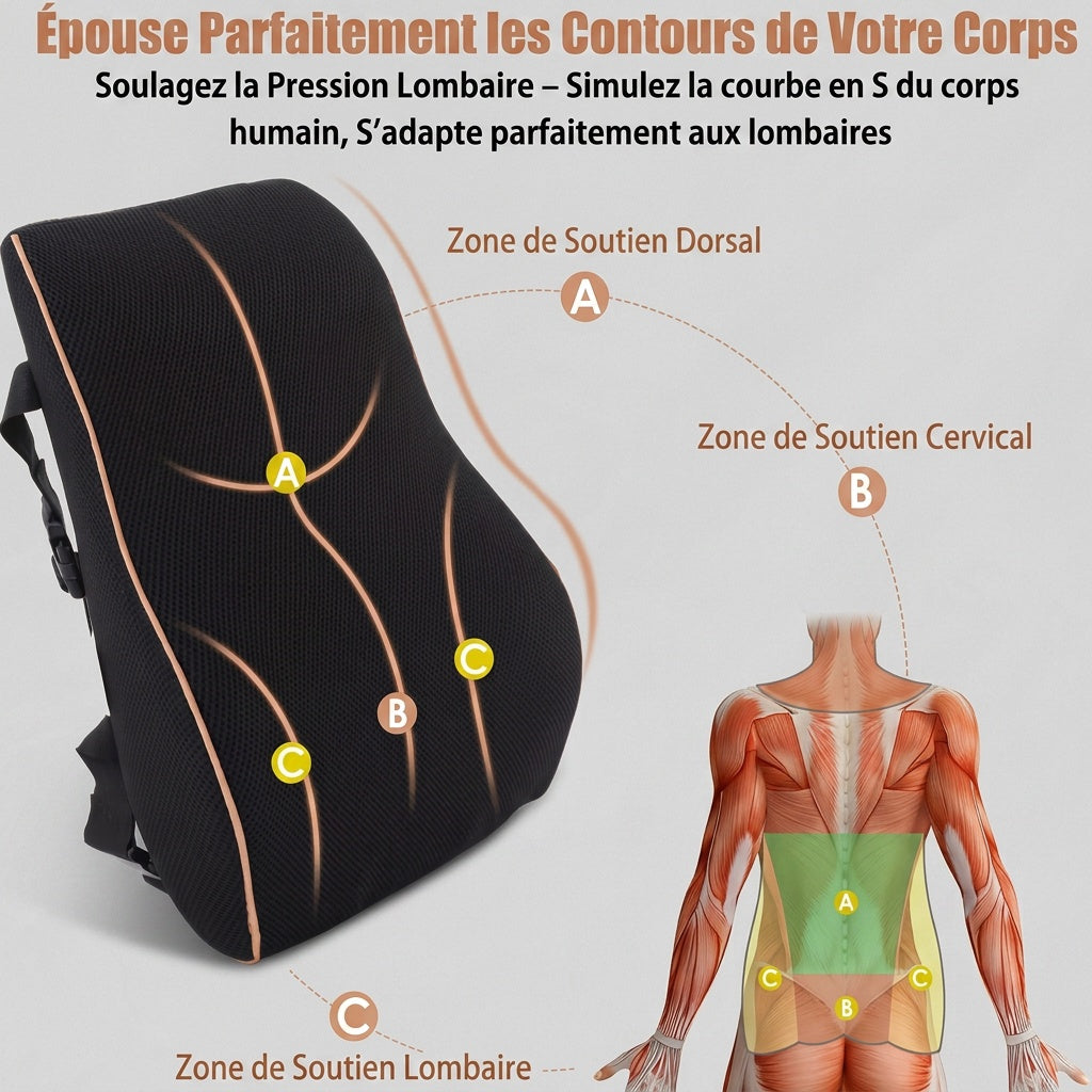 Coussin lombaire ergonomique à sangle réglable