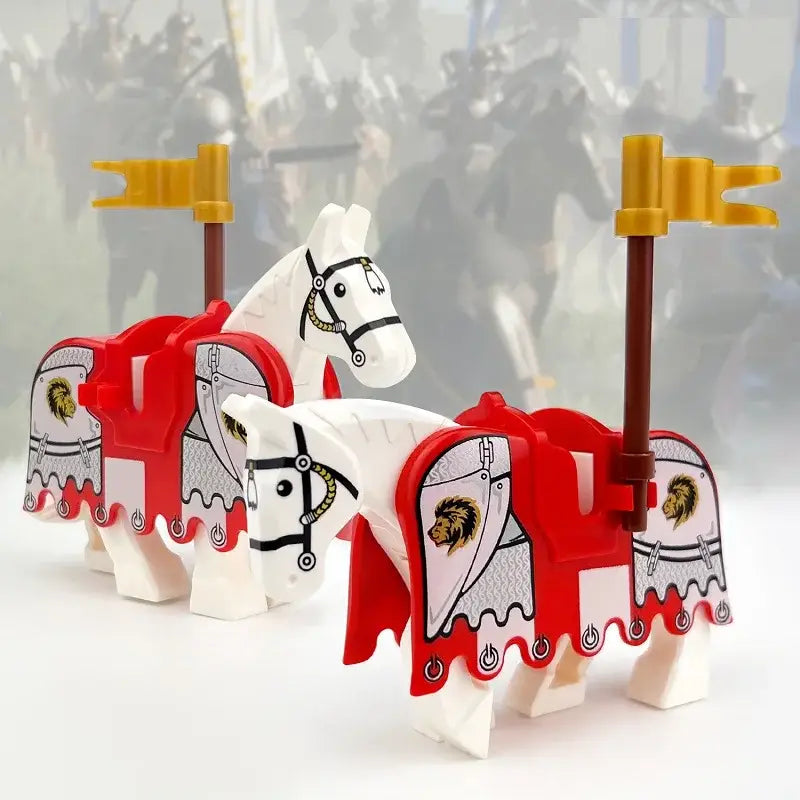 Figurine cheval médiéval briques de construction