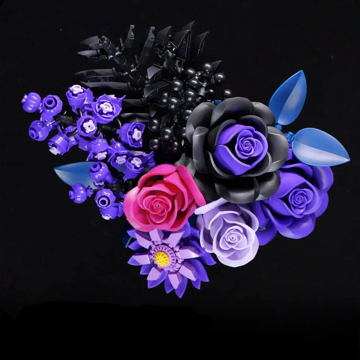 Fleurs en briques à assembler roses violettes